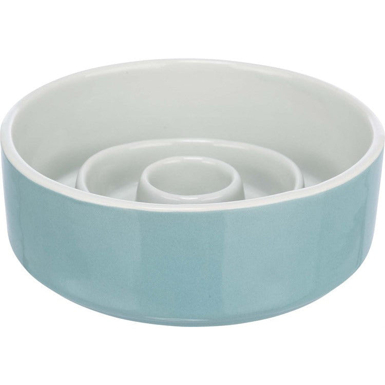 Slow Feed skål keramik 0.45 l/¯ 14 cm grå/blåHundmatskål Slow Feed bowl 14 cm